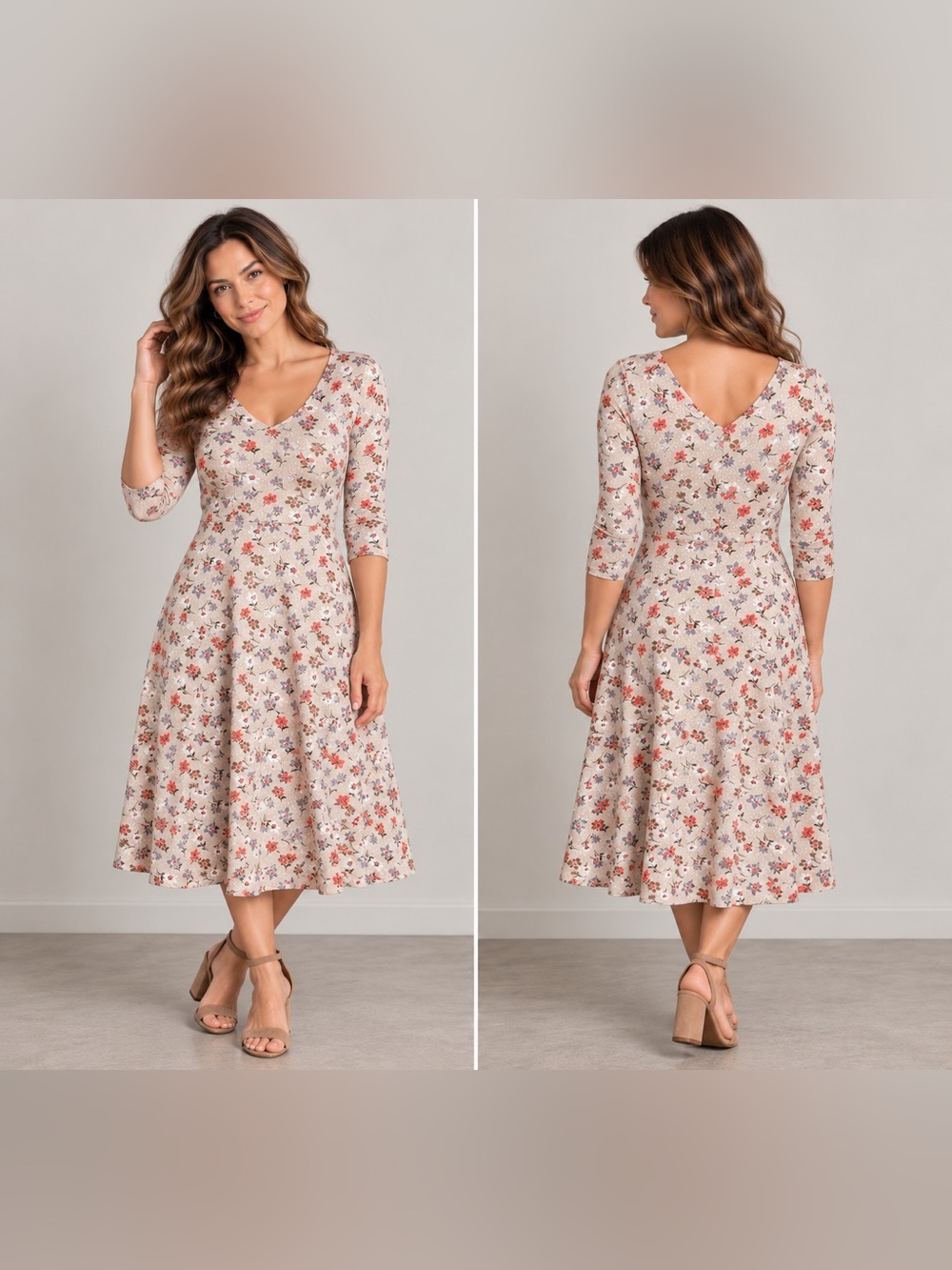 Pact Organic Cotton Floral Fit & Flare Midi Dress XS